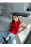 Kadın Kırmızı Marka Model Fermuarlı Triko Bluz