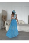 Kadın Mavi Renk astarlı beachwear uzun etek