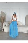 Kadın Mavi Renk astarlı beachwear uzun etek