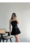 Kadın Orjinal Marka Zra Model Pileli Kemerli Şortlu Etek Straplez Elbise