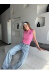 Kadın Pembe Marka Model Fermuarlı Triko Bluz