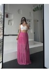 Kadın Pembe Renk astarlı beachwear uzun etek