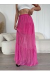 Kadın Pembe Renk astarlı beachwear uzun etek