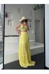 Kadın Sarı Renk astarlı beachwear uzun etek