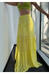 Kadın Sarı Renk astarlı beachwear uzun etek