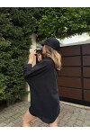 Kadın Siyah Renk tek cepli %100 keten oversize gömlek