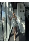 Kadın Straplez Sandy Kumaş Şortlu Beli Drapeli Mini Elbise