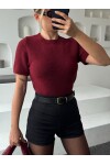 Marka model bordo şardonlu tiftik karışımlı kazak