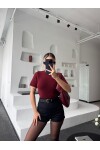 Marka model bordo şardonlu tiftik karışımlı kazak